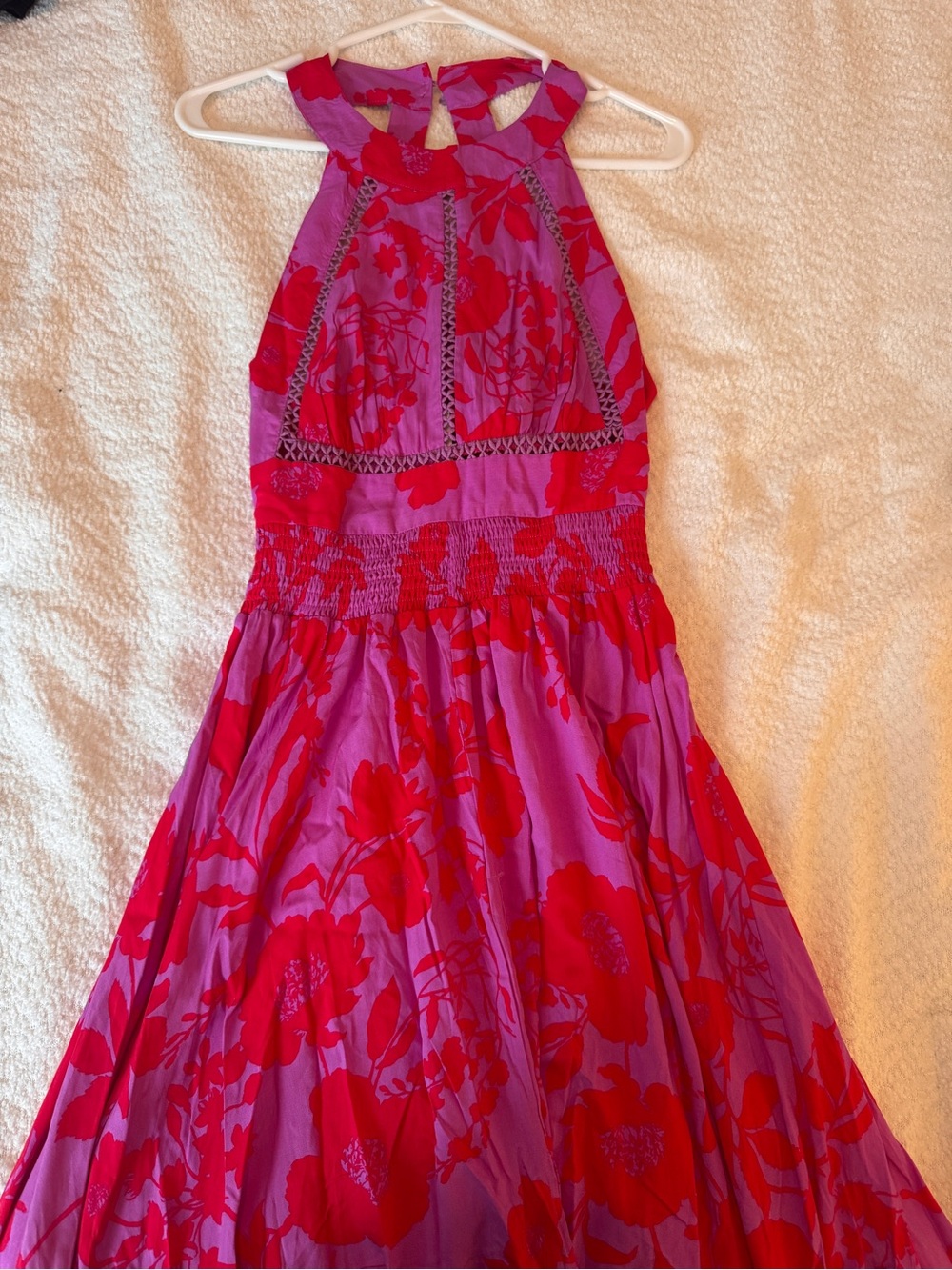 Pink & Red Floral Halter Dress